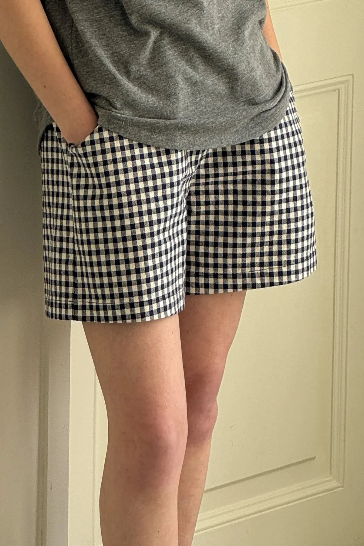 City Shorts (Navy Gingham)