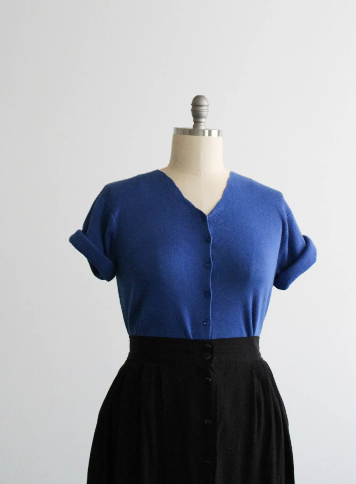 cobalt cotton button up 1919 Vintage