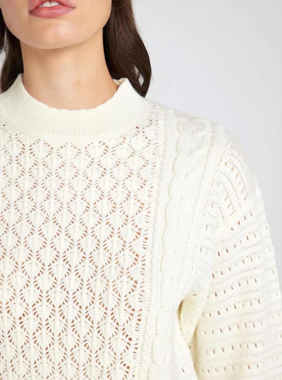 Cream White Long Sleeve Edwige Knit Top Guess
