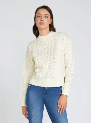 Cream White Long Sleeve Edwige Knit Top Guess