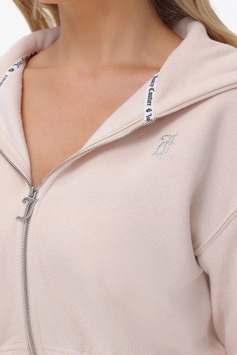 Cropped Fleece Hoodie With Side Bling by Juicy Couture