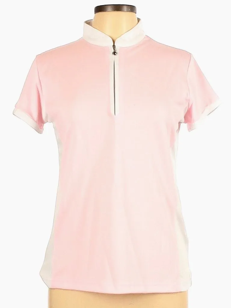 Daily Sports Pink Zip Polo w/ White Trim Size L