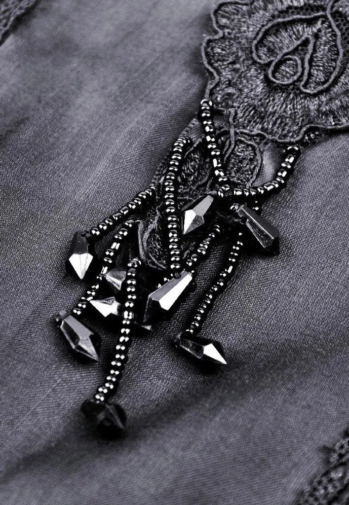 Dark In Love - Gorgeous Beaded Tulle Maxi Gothic Wedding Black - Dress