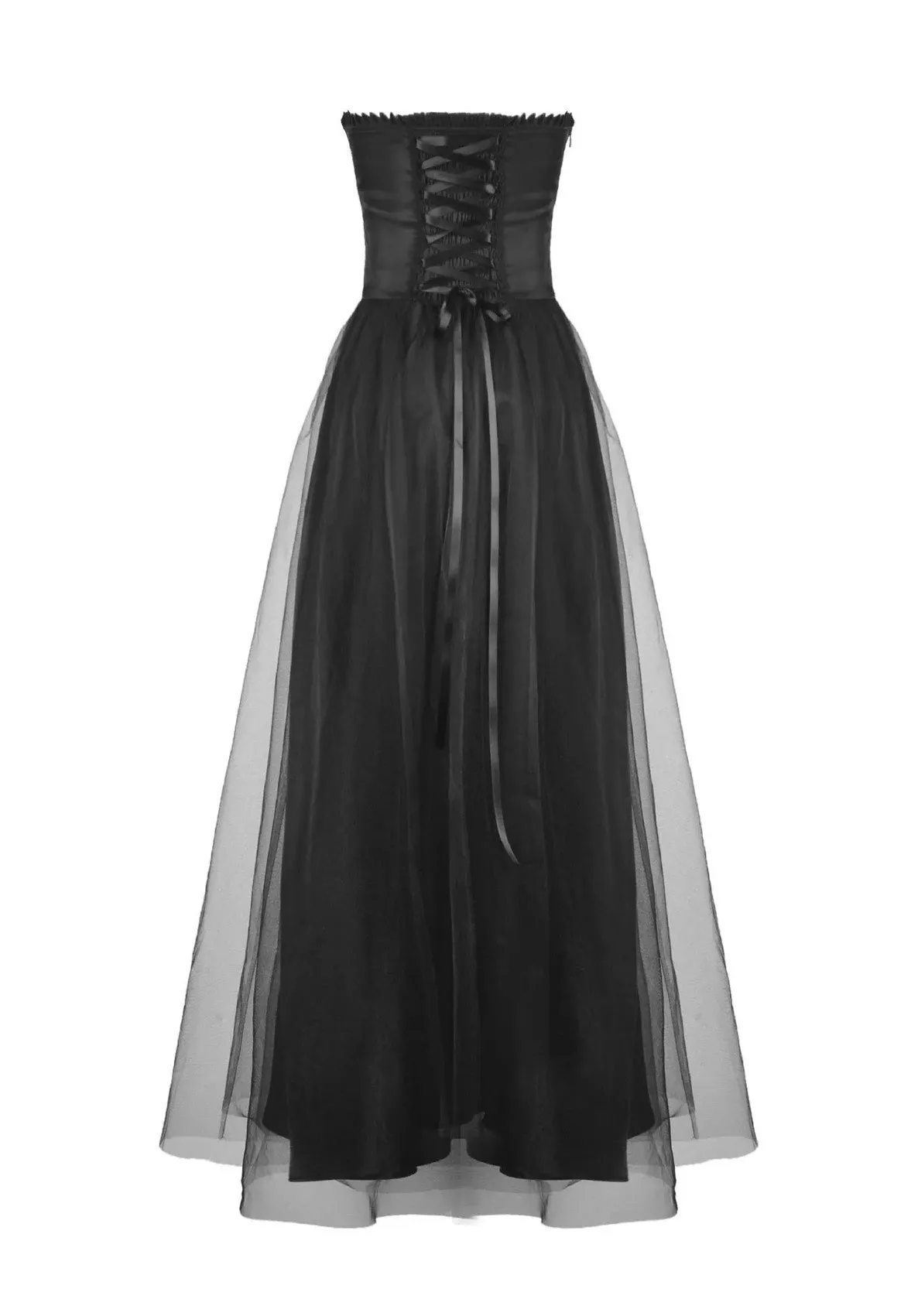 Dark In Love - Gorgeous Beaded Tulle Maxi Gothic Wedding Black - Dress
