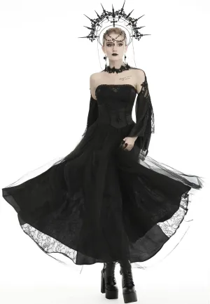Dark In Love - Gorgeous Beaded Tulle Maxi Gothic Wedding Black - Dress