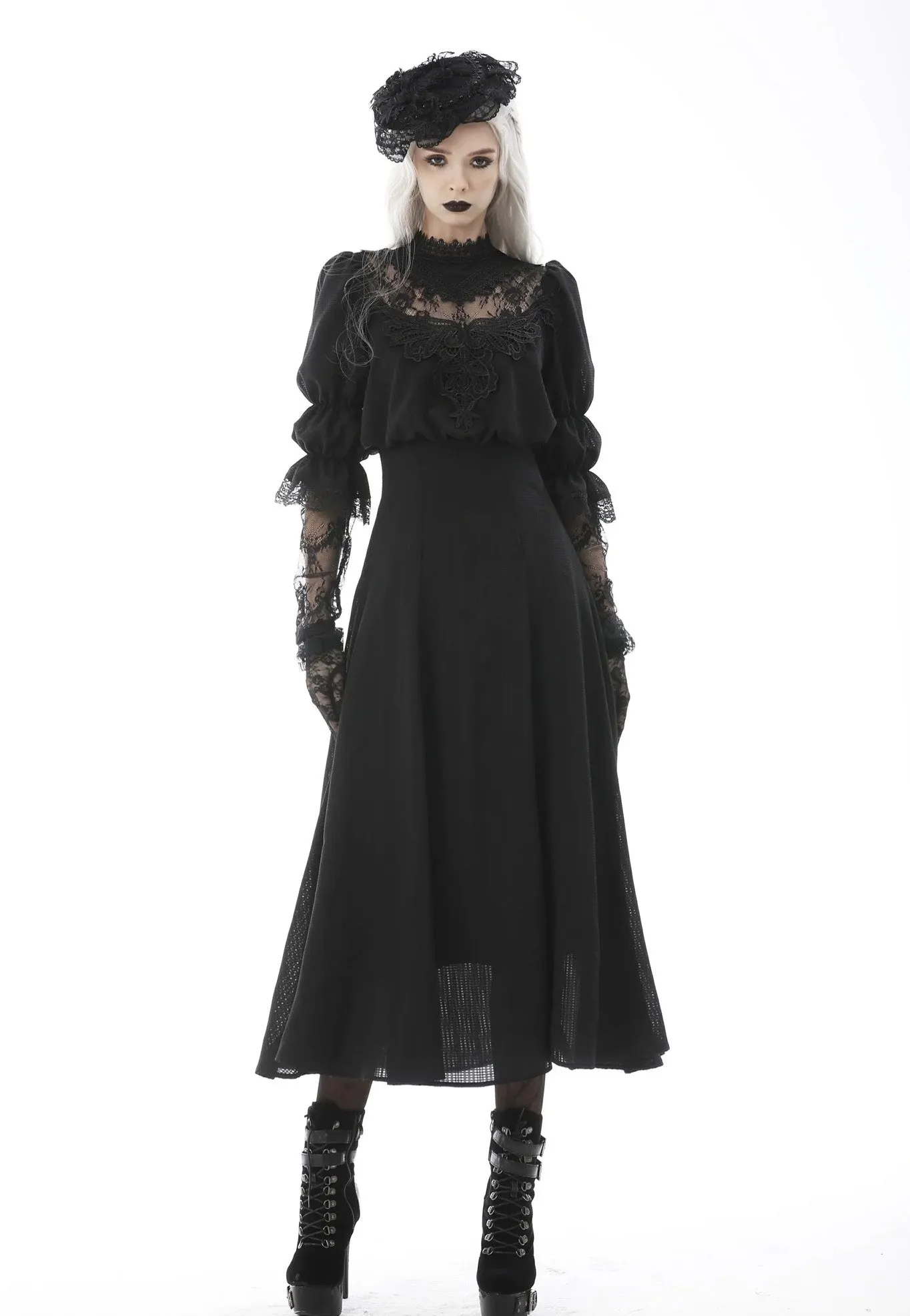 Dark in Love - Gothic Cutout Sexy Lace Angel Wings Bust - Dress