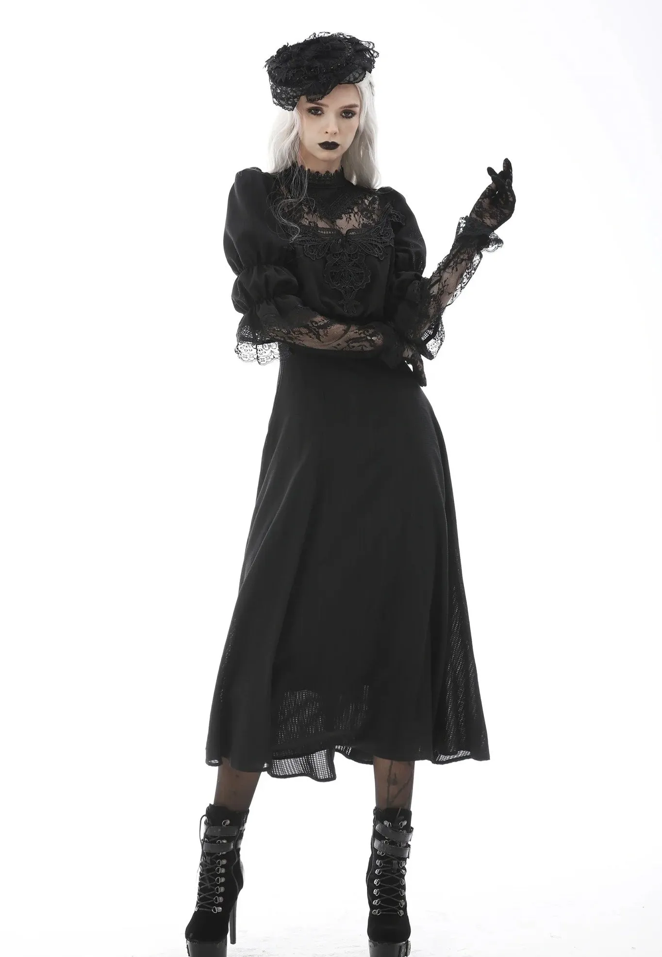 Dark in Love - Gothic Cutout Sexy Lace Angel Wings Bust - Dress