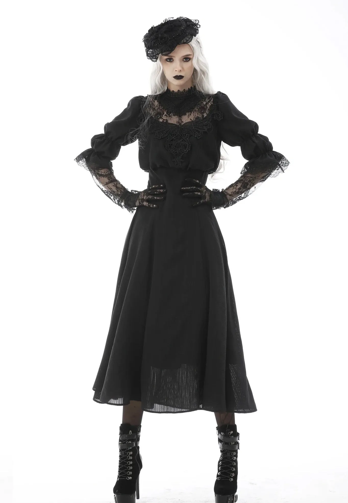 Dark in Love - Gothic Cutout Sexy Lace Angel Wings Bust - Dress