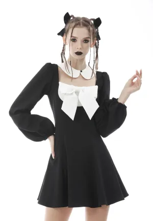 Dark In Love - Gothic Lolita Black White Super Bowknot Black - Dress