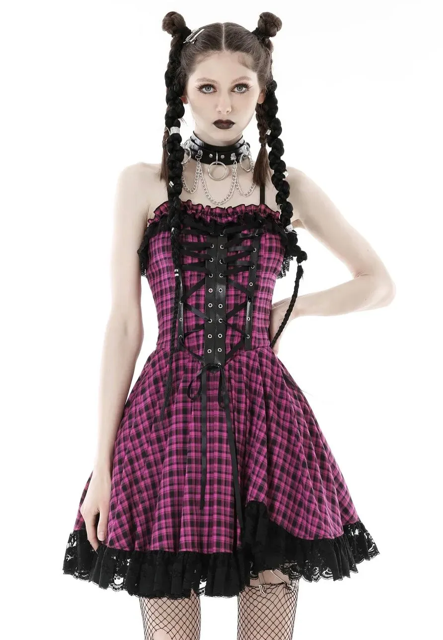 Dark In Love - Rebel Pink Check Sweet Cool Pink - Dress