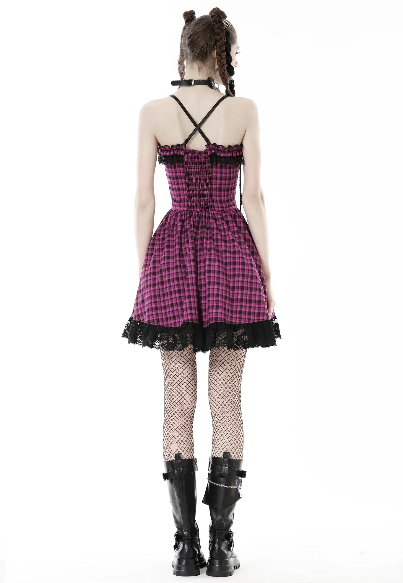 Dark In Love - Rebel Pink Check Sweet Cool Pink - Dress