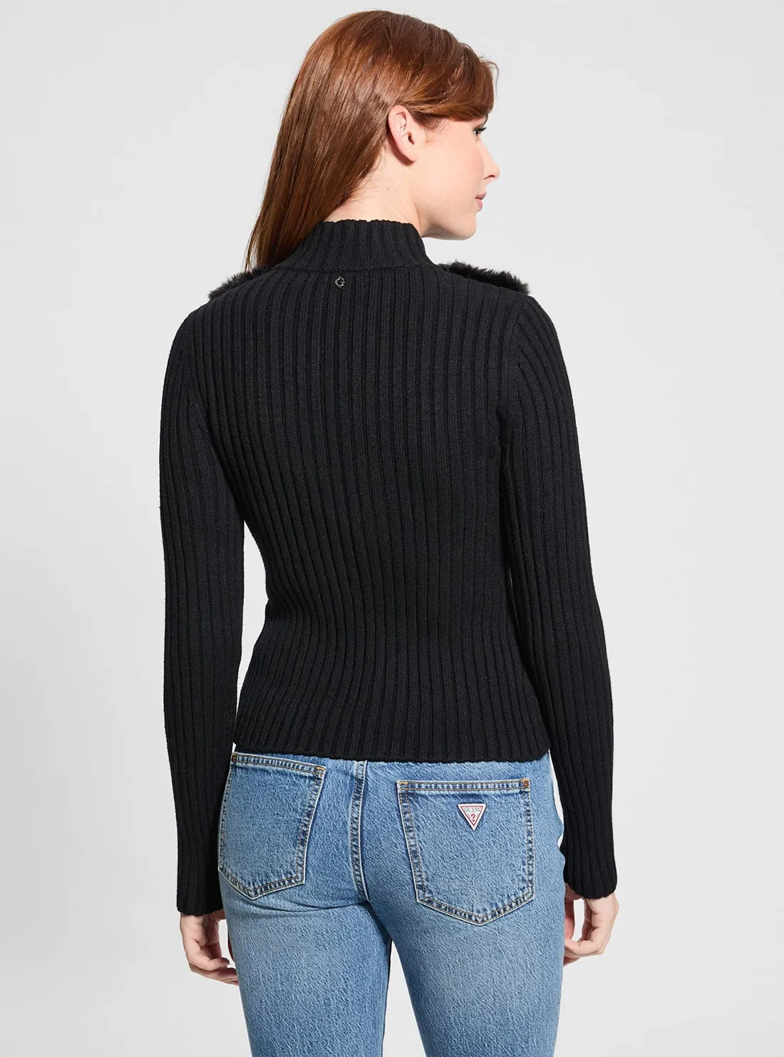 Eco Black Fur Mix Mila Cardigan Guess