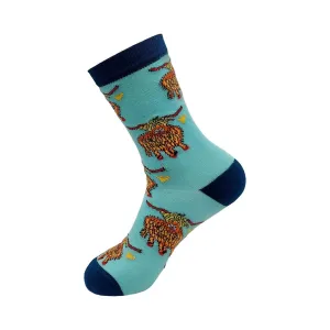 Eco Chic Women's Eco-Friendly Highland Cow Bamboo Socks