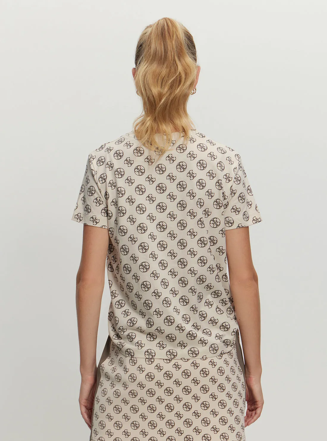 Eco White Logo Print Noemie T-Shirt Guess