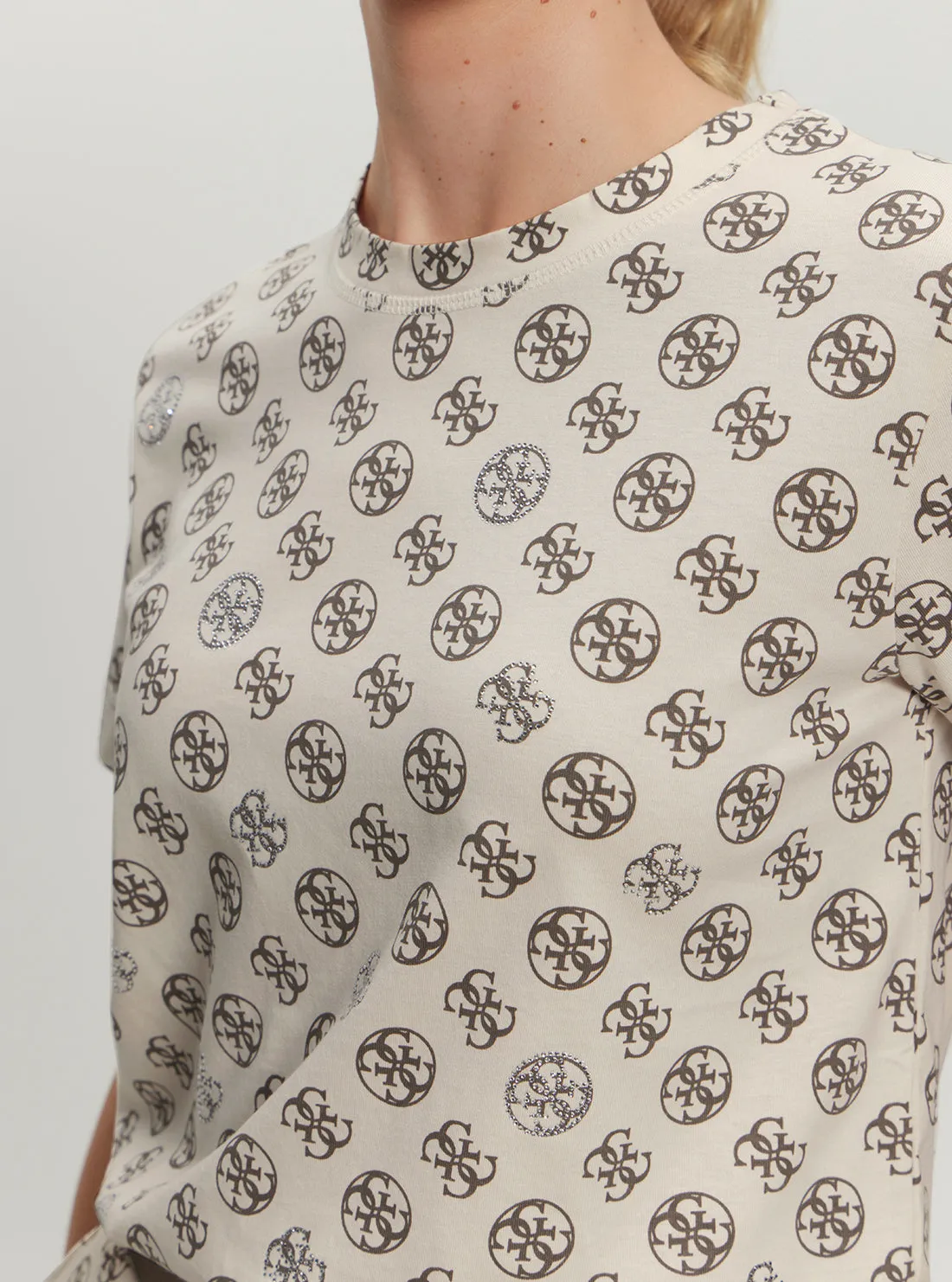 Eco White Logo Print Noemie T-Shirt Guess