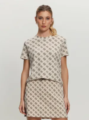 Eco White Logo Print Noemie T-Shirt Guess