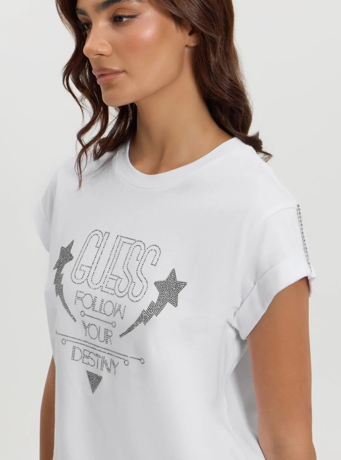 Eco White Strass T-Shirt Guess
