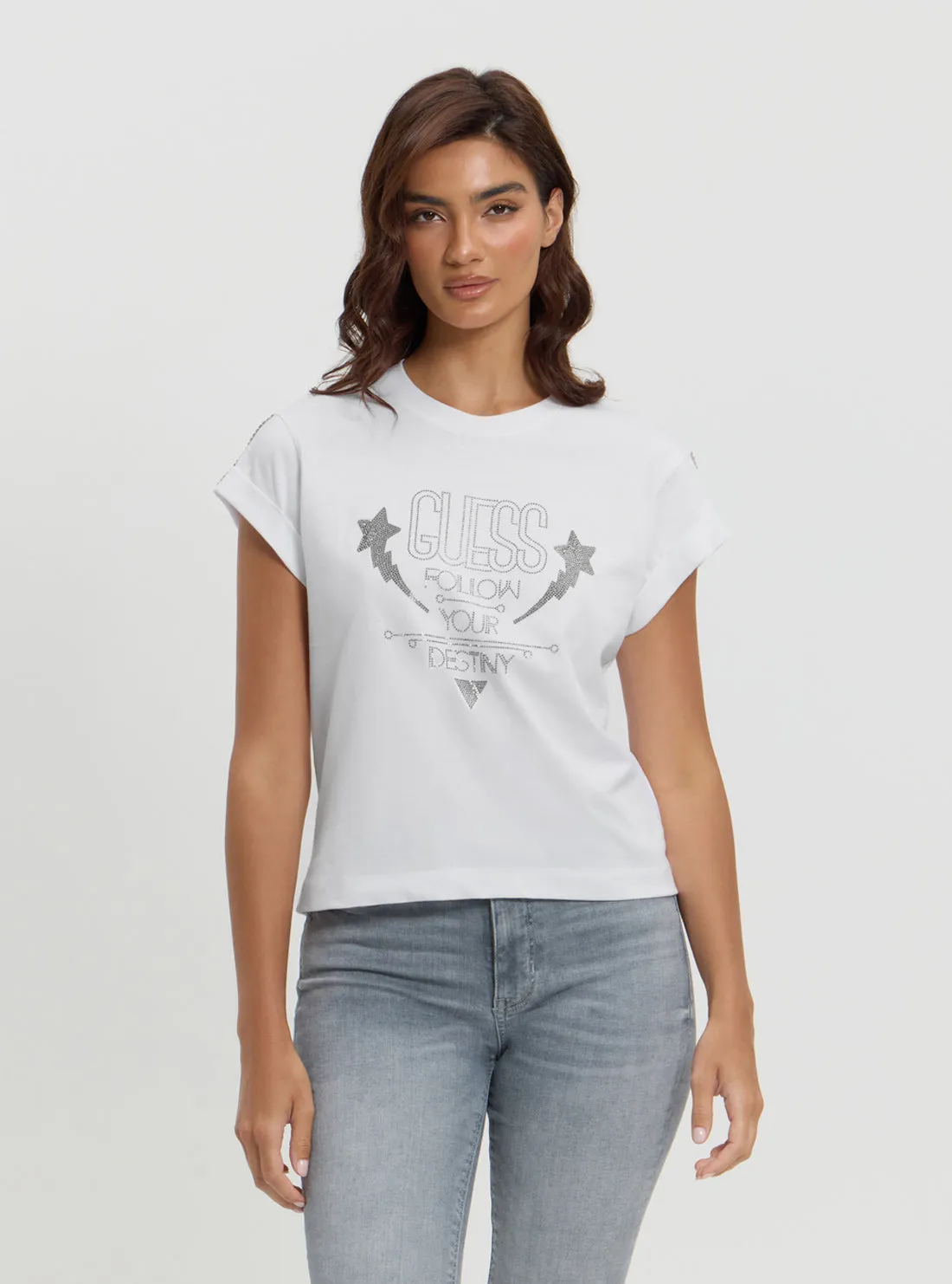 Eco White Strass T-Shirt Guess