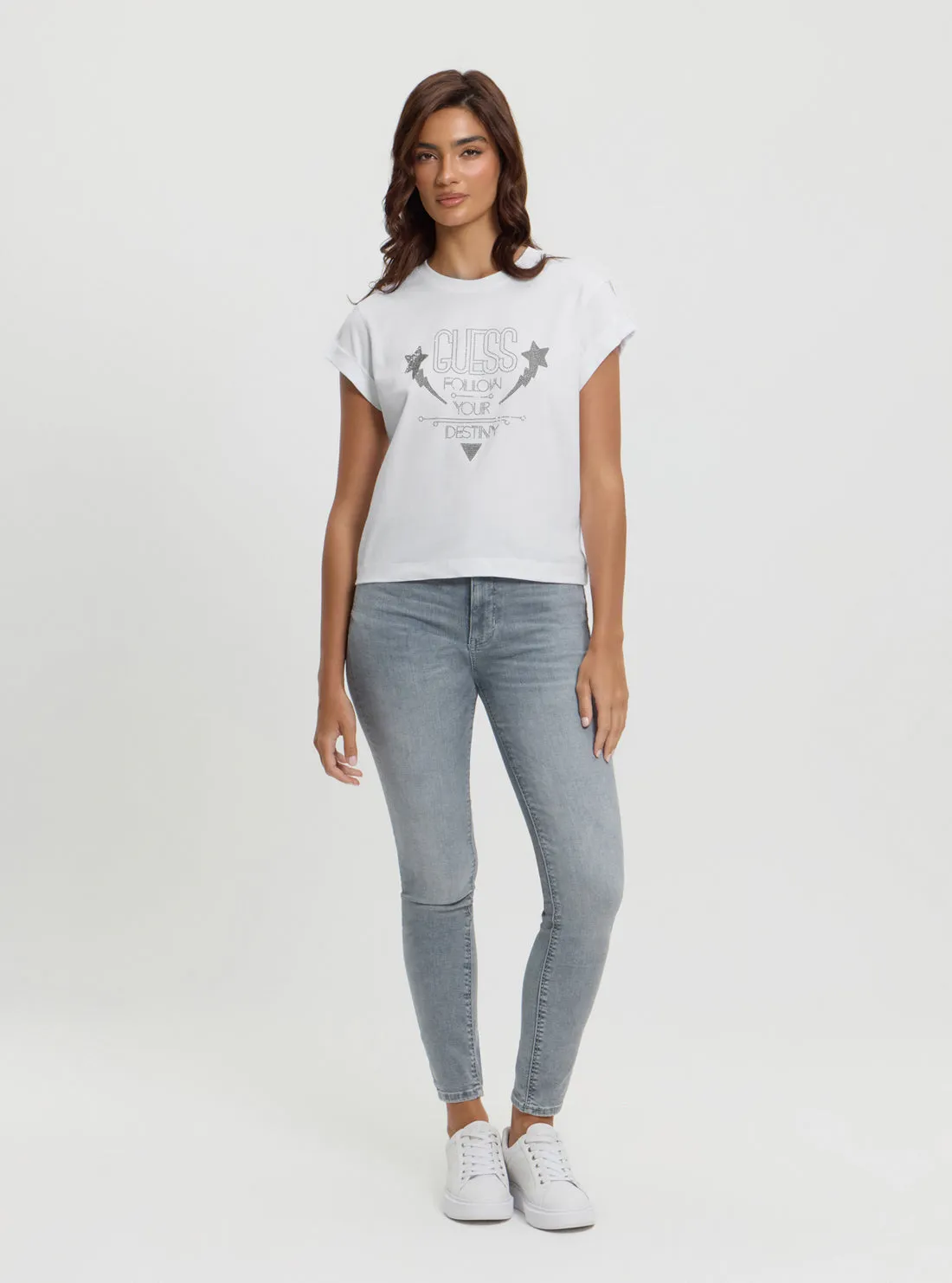 Eco White Strass T-Shirt Guess