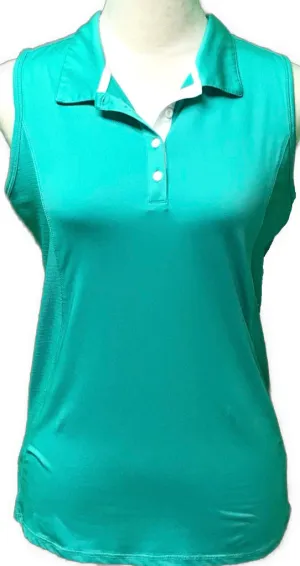 Emerald 18 Jade Green Sleeveless Golf Polo Size S