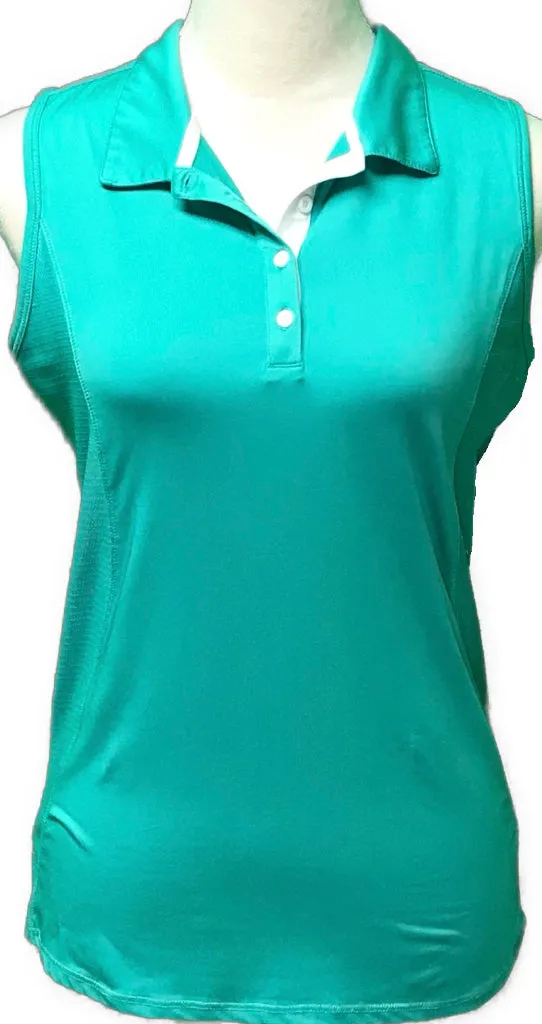 Emerald 18 Jade Green Sleeveless Golf Polo Size S