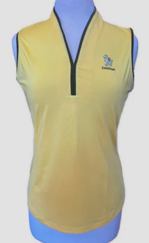 EP NY Yellow Sleeveless Golf Polo with Black Trim & Logo Size M. MSP$80