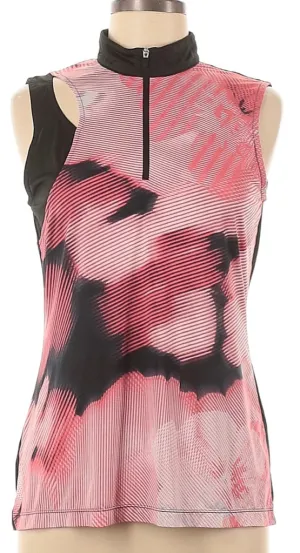 EP Sport Pink & Black Abstract Print Women's Golf Top w/Cut out Size M MSP$79