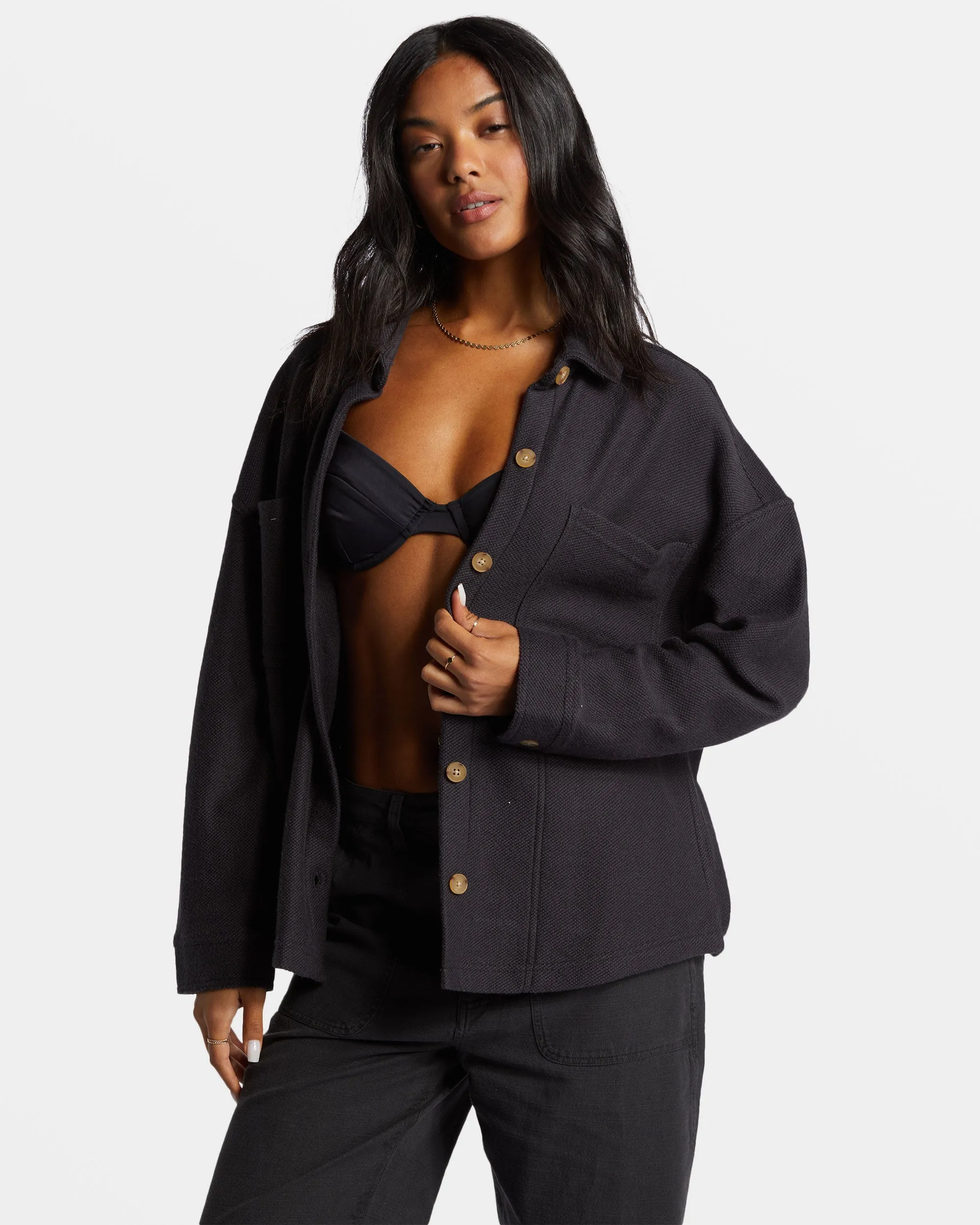 Everytime Oversized Shacket - Black Sands Billabong