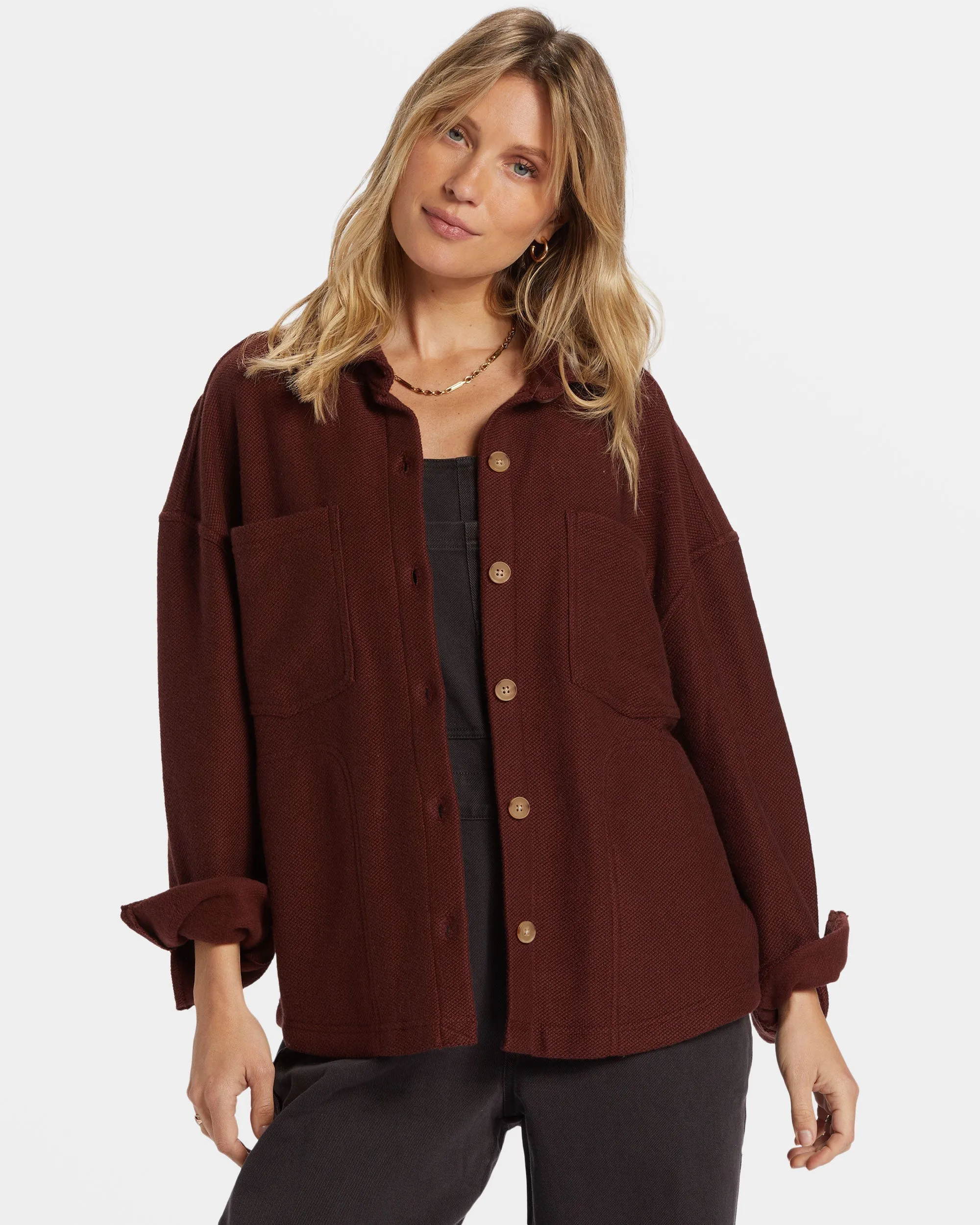 Everytime Oversized Shacket - Choc Chip Billabong