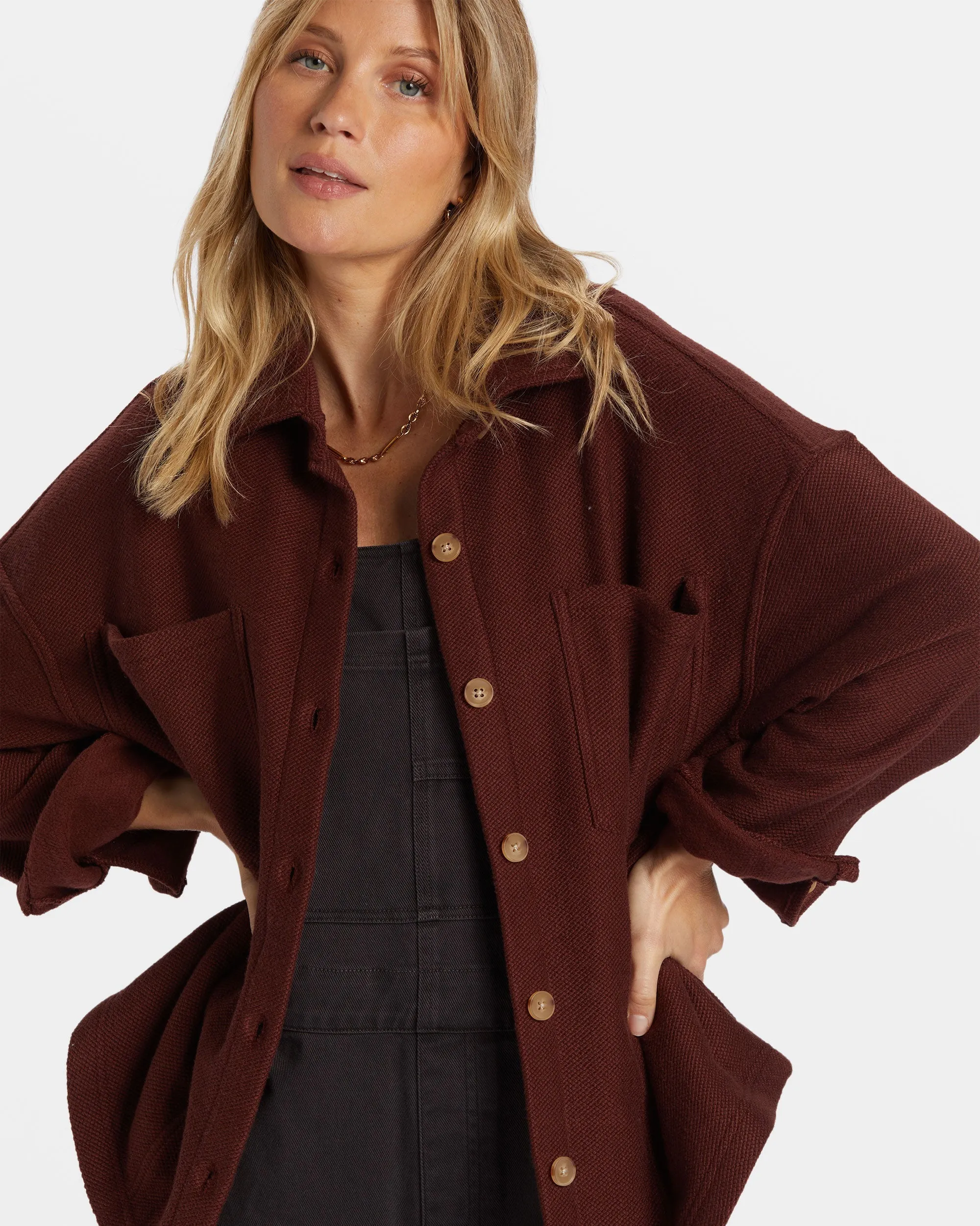 Everytime Oversized Shacket - Choc Chip Billabong