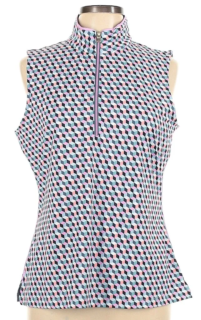 Fairway & Greene Sleeveless Geometric Polo Size L  MSP$98