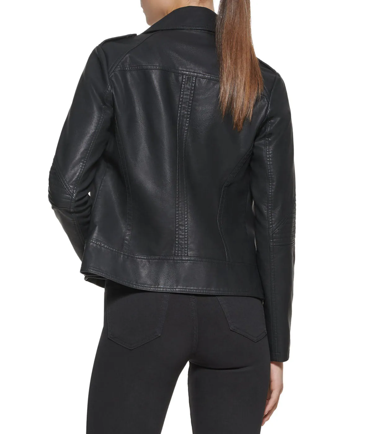 Faux Leather Asymmetrical Moto Jacket Black