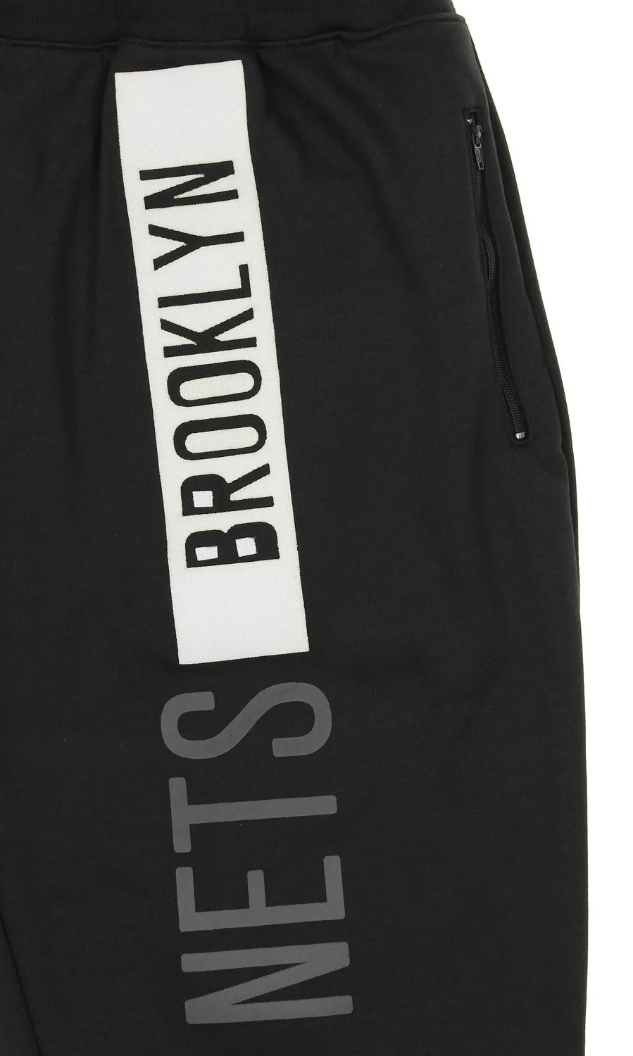 FISLL NBA Men's Brooklyn Nets Block Typo Joggers, Black