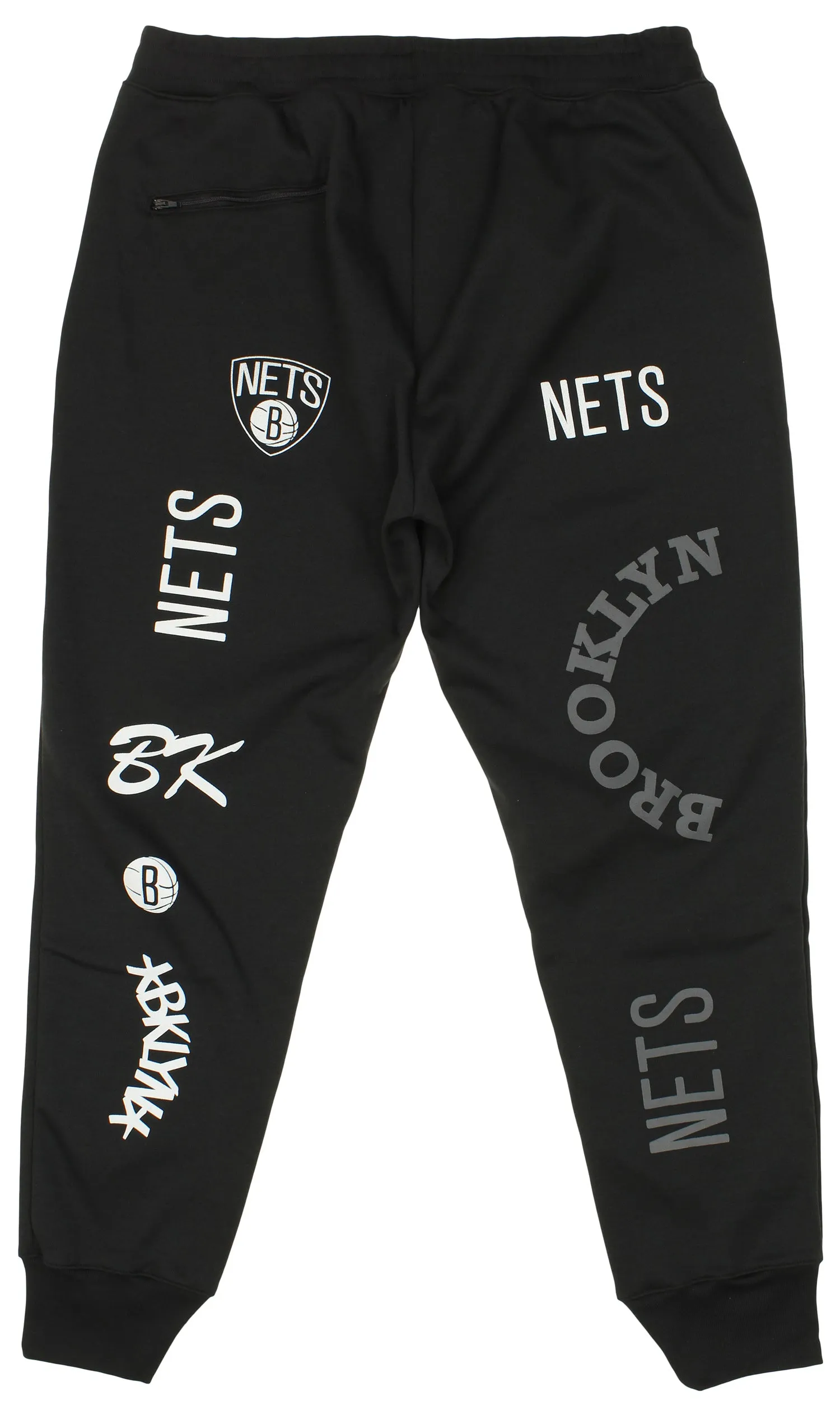 FISLL NBA Men's Brooklyn Nets Block Typo Joggers, Black