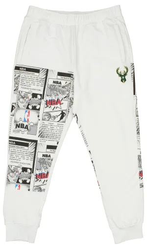 FISLL NBA Men's Milwaukee Bucks Comic Book Jogger, White