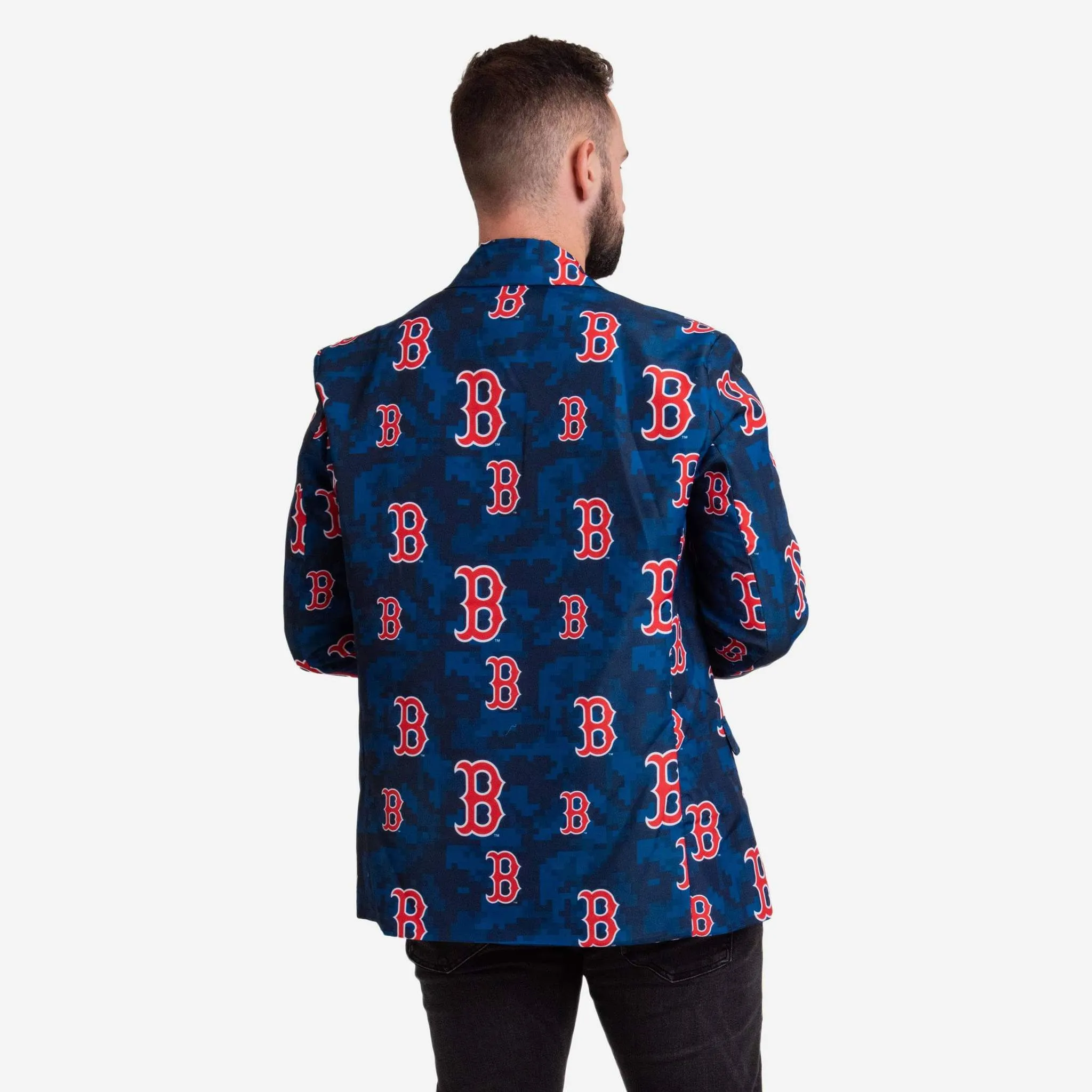 FOCO MLB Men's Boston Red Sox 2019 Repeat Logo Camo Business Jacket
