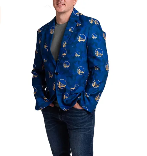 FOCO NBA Men's Golden State Warriors 2019 Repeat Logo Camo Business Jacket