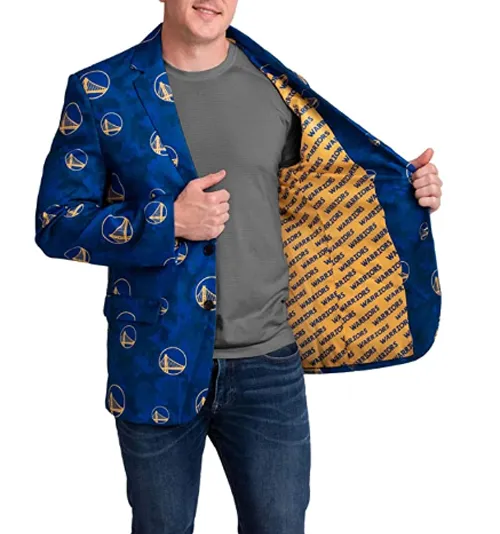 FOCO NBA Men's Golden State Warriors 2019 Repeat Logo Camo Business Jacket