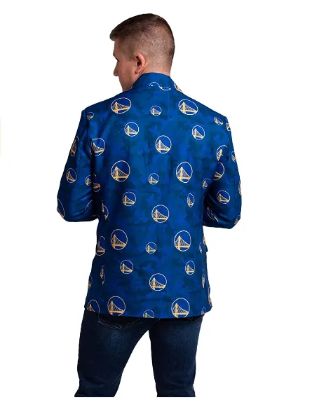 FOCO NBA Men's Golden State Warriors 2019 Repeat Logo Camo Business Jacket