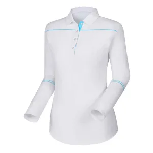 Footjoy White Long Sleeve Sun Shirt with Turquoise Accents Size M  MSP$95