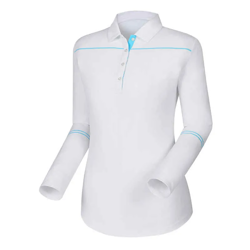 Footjoy White Long Sleeve Sun Shirt with Turquoise Accents Size M  MSP$95