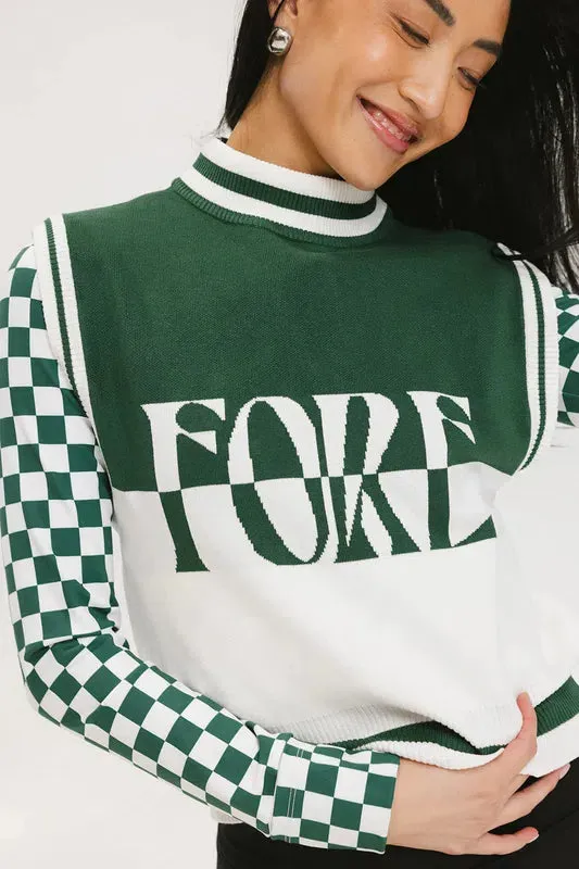 Fore All Fore S/L Sweater - Green/White