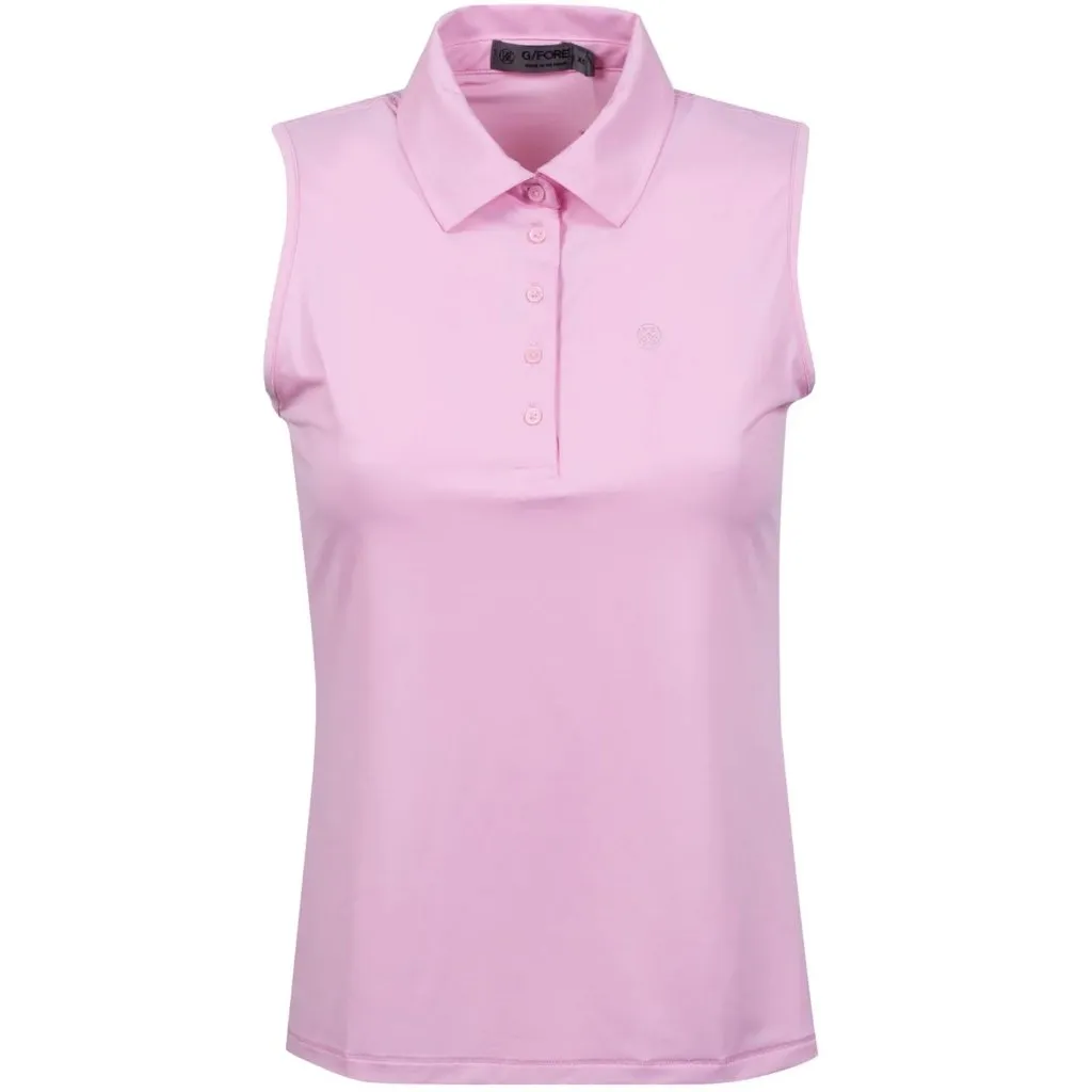 G/Fore Women's Featherweight  Pink Silky Tech Nylon Sleeveless Golf Polo Size L  MSP$110