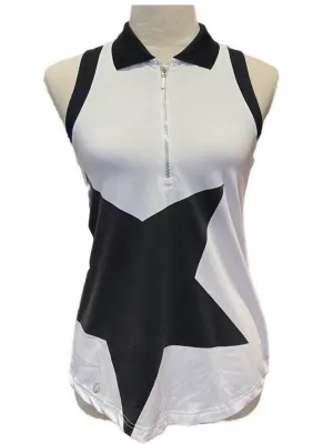 GG Blue White Sleeveless 1/4 Zip Polo w/ Black Star Size XS