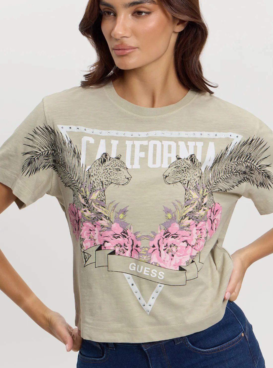Green California Print T-Shirt Guess