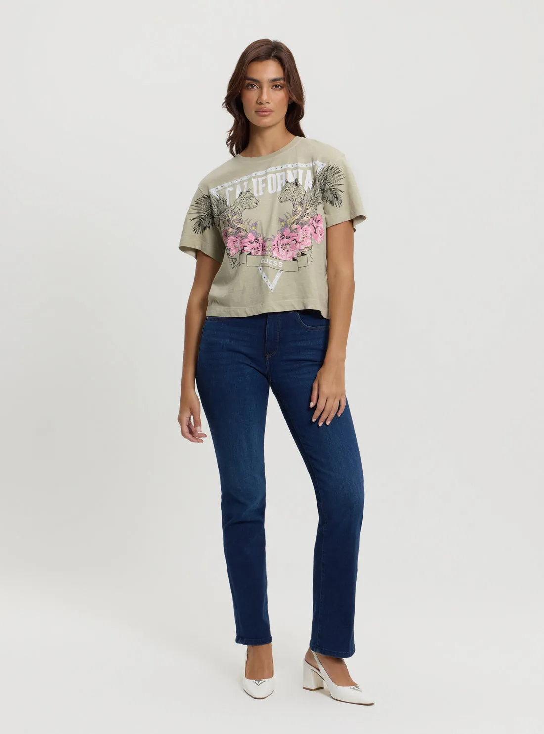 Green California Print T-Shirt Guess