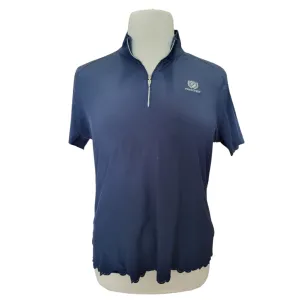 Greg Norman Navy Laser Cut 1/2 Zip Mock Neck Golf Polo w/ Logo Size XL MSP$70