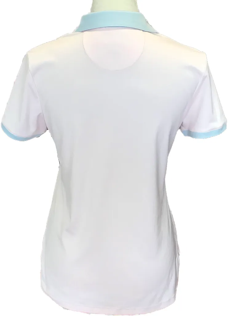 Greg Norman Women's Pale Pink Polo with Gray Pearl Embellished Collar Size M MSP$70