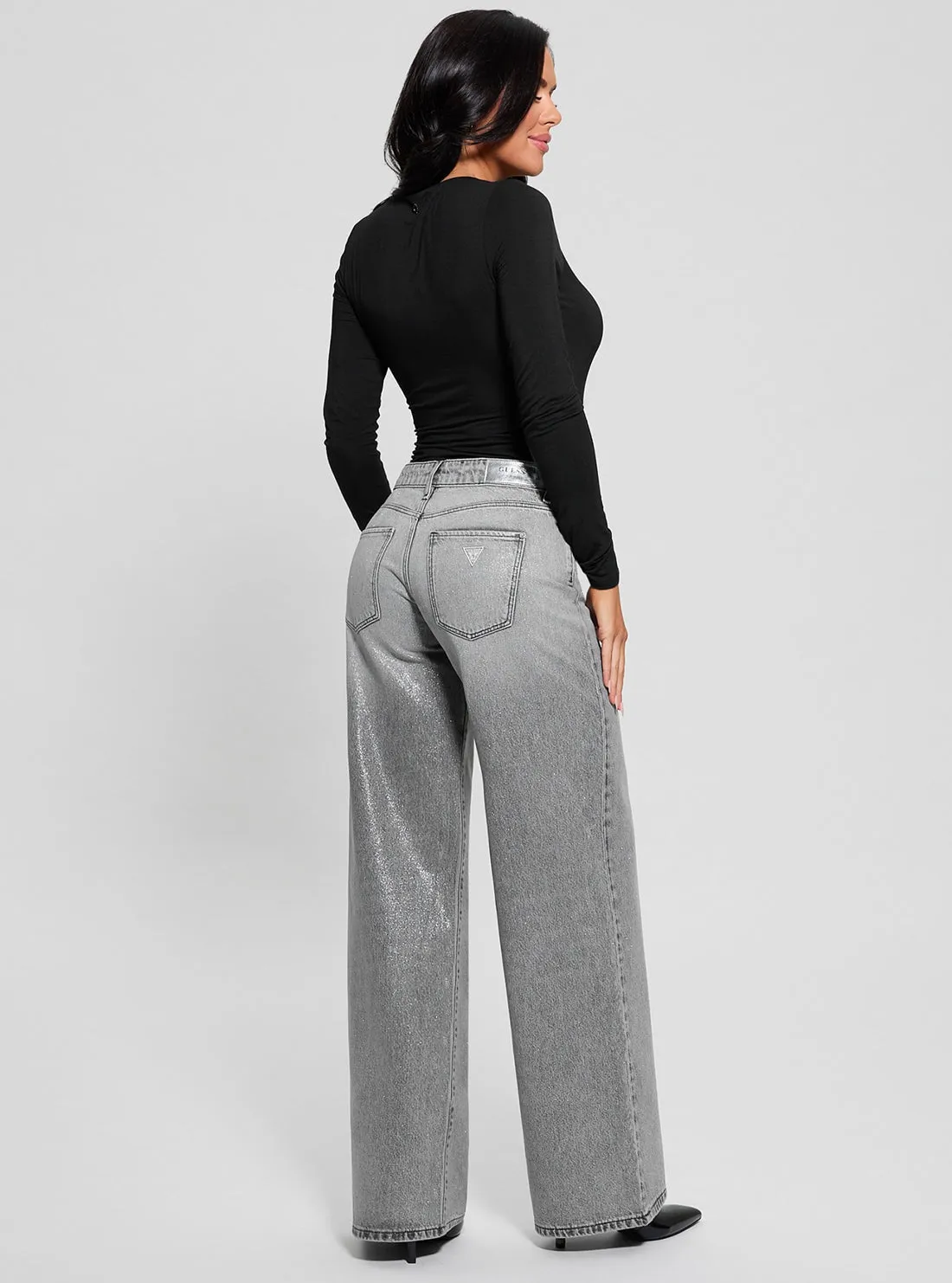Grey Sexy Palazzo Denim Jeans in Light Wash Guess