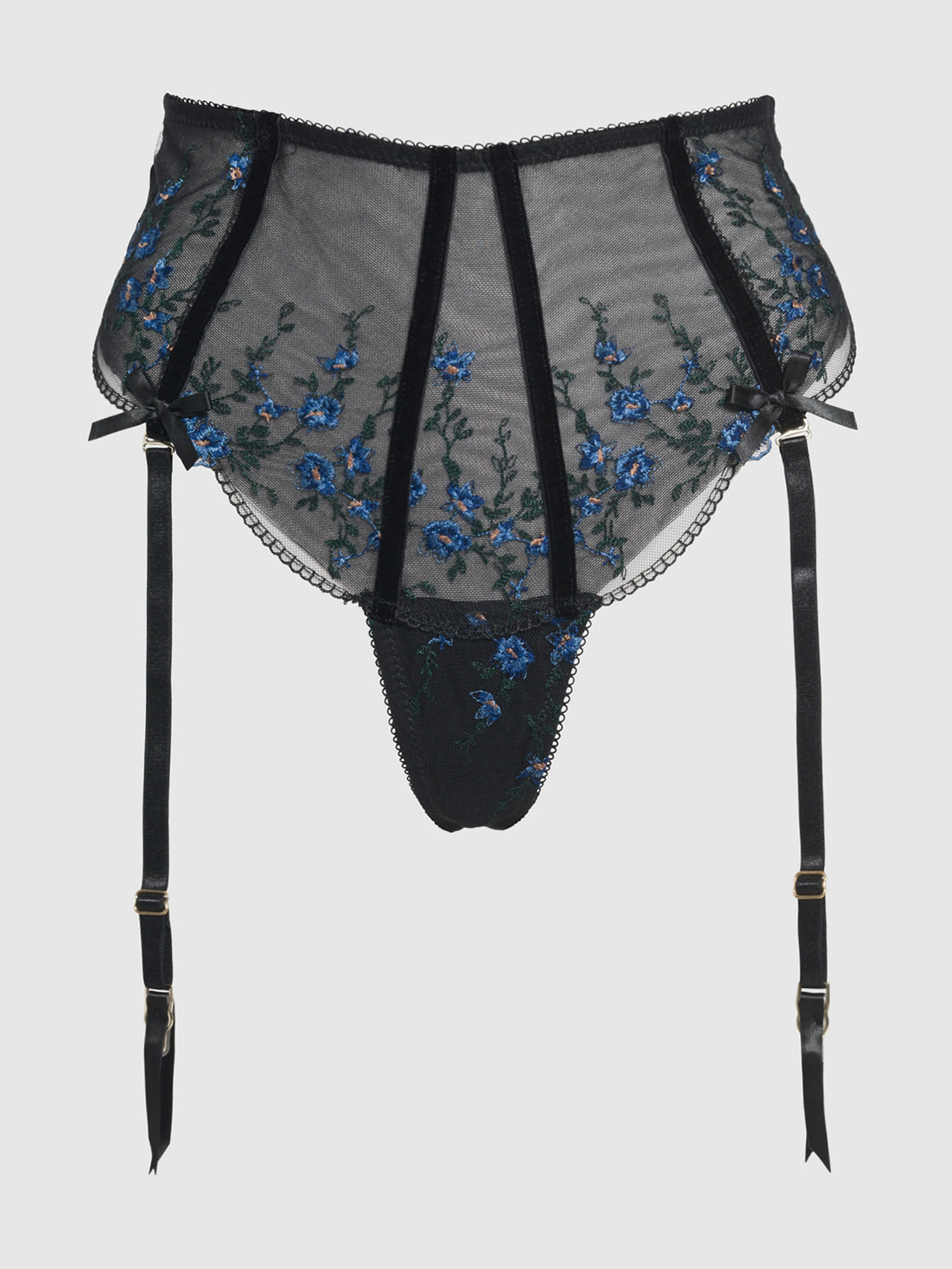 Harlow Embroidered Mesh Lace Up Backless Cheeky by Frederick's of Hollywood